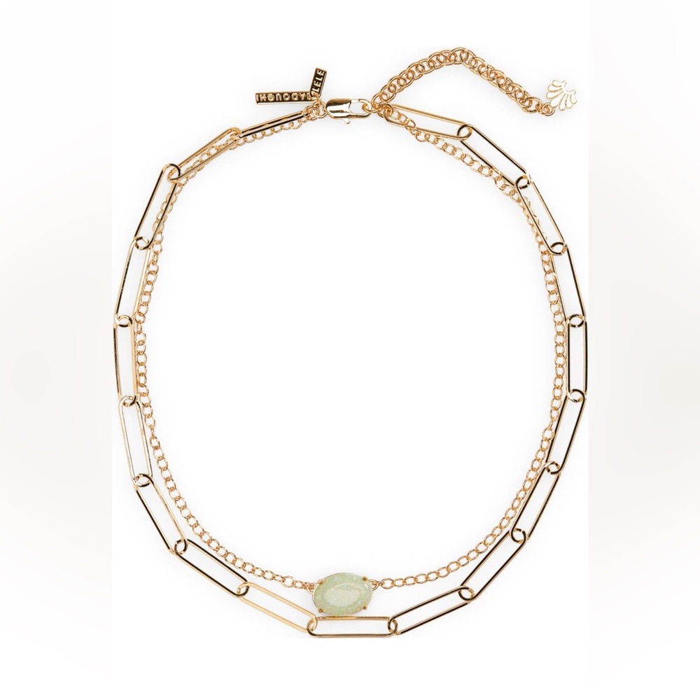 Lele Sadoughi Gold Chain Necklace with Green Accent